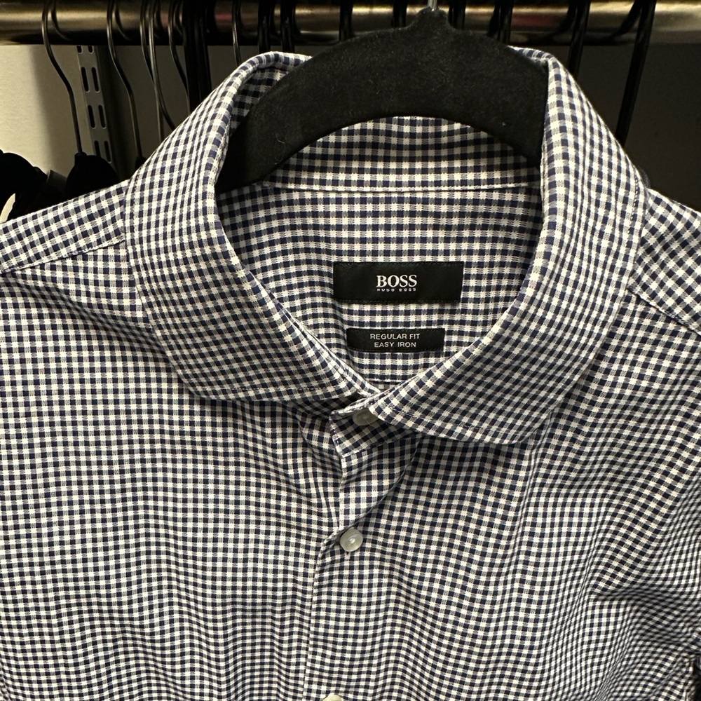 Boss men dress shirt regular fit easy iron size 16